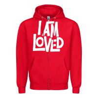 Red i am loved Zipper Hoodie - linhVisuals