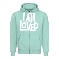 Seafoam i am loved Zipper Hoodie - linhVisuals