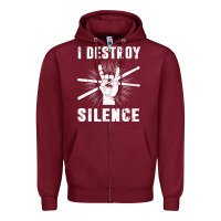 Burgundy i destroy silence drum set drummer gift Zipper Hoodie - linhVisuals