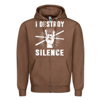 Chestnut i destroy silence drum set drummer gift Zipper Hoodie - linhVisuals