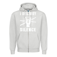 Dove Grey i destroy silence drum set drummer gift Zipper Hoodie - linhVisuals