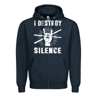 Navy i destroy silence drum set drummer gift Zipper Hoodie - linhVisuals