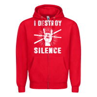 Red i destroy silence drum set drummer gift Zipper Hoodie - linhVisuals