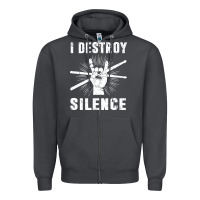 Smoke i destroy silence drum set drummer gift Zipper Hoodie - linhVisuals