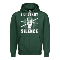 Sports Green i destroy silence drum set drummer gift Zipper Hoodie - linhVisuals