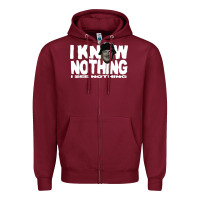 Burgundy i know nothing Zipper Hoodie - linhVisuals