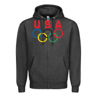 Charcoal Heather OLYMPIC RINGS Zipper Hoodie - linhVisuals