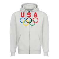 Dove Grey OLYMPIC RINGS Zipper Hoodie - linhVisuals