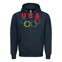 Navy OLYMPIC RINGS Zipper Hoodie - linhVisuals