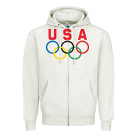 Oatmeal Heather OLYMPIC RINGS Zipper Hoodie - linhVisuals