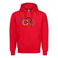 Red OLYMPIC RINGS Zipper Hoodie - linhVisuals