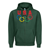 Sports Green OLYMPIC RINGS Zipper Hoodie - linhVisuals