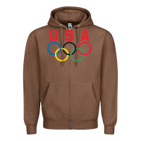 Chestnut OLYMPIC RINGS Zipper Hoodie - linhVisuals