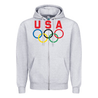Heather Grey OLYMPIC RINGS Zipper Hoodie - linhVisuals