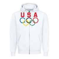 White OLYMPIC RINGS Zipper Hoodie - linhVisuals