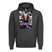 Charcoal Heather Bleachs Anime Zipper Hoodie - linhVisuals
