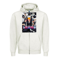 Oatmeal Heather Bleachs Anime Zipper Hoodie - linhVisuals