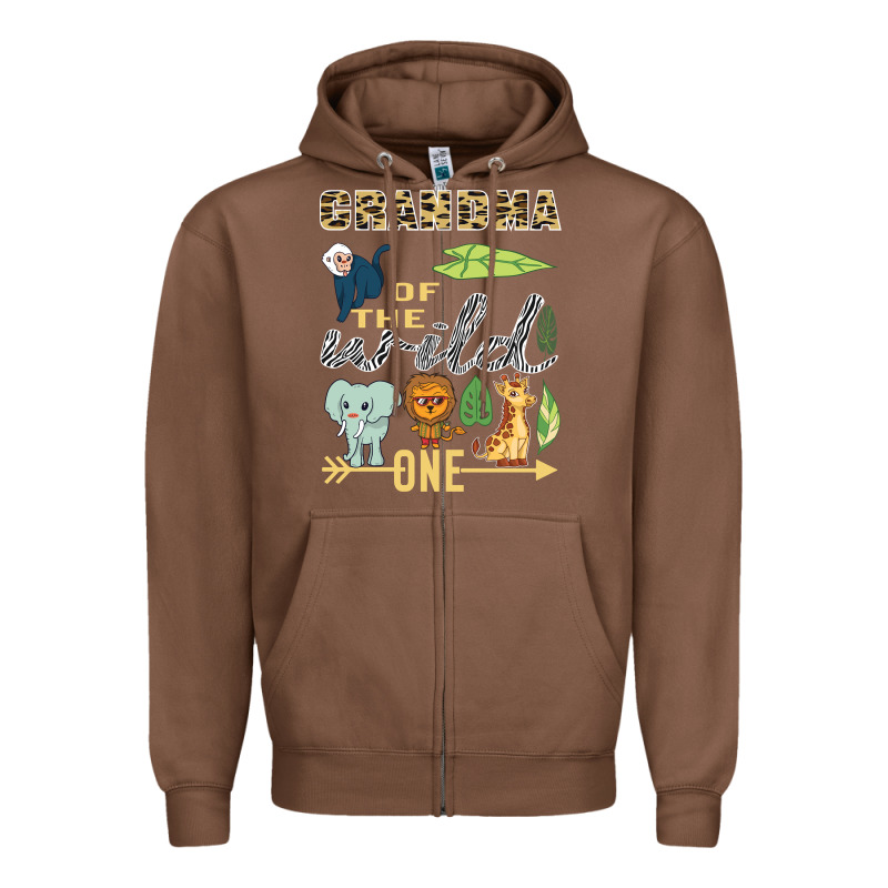 Grandma Of The Wild One Zoo Mother Birthday Safari Jungle Long Sleeve Zipper Hoodie by linhVisuals | Teevron