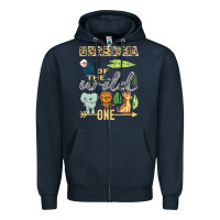 Navy grandma of the wild one zoo mother birthday safari jungle long sleeve Zipper Hoodie - linhVisuals