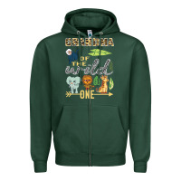 Sports Green grandma of the wild one zoo mother birthday safari jungle long sleeve Zipper Hoodie - linhVisuals