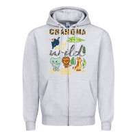 Heather Grey grandma of the wild one zoo mother birthday safari jungle long sleeve Zipper Hoodie - linhVisuals
