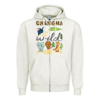 Oatmeal Heather grandma of the wild one zoo mother birthday safari jungle long sleeve Zipper Hoodie - linhVisuals