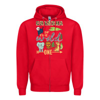 Red grandma of the wild one zoo mother birthday safari jungle long sleeve Zipper Hoodie - linhVisuals