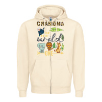 Sandshell grandma of the wild one zoo mother birthday safari jungle long sleeve Zipper Hoodie - linhVisuals