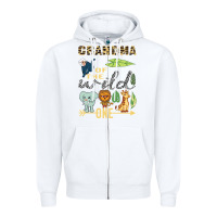 White grandma of the wild one zoo mother birthday safari jungle long sleeve Zipper Hoodie - linhVisuals