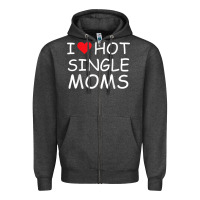 Charcoal Heather i love hot single moms tee red heart hot mother milf mommy t shirt Zipper Hoodie - linhVisuals