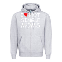 Heather Grey i love hot single moms tee red heart hot mother milf mommy t shirt Zipper Hoodie - linhVisuals