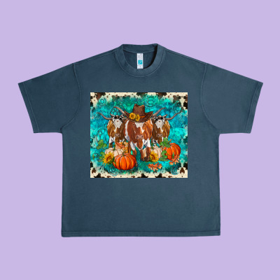Fall Longhorn Cows Urban Heavy Tee Designed By Ranaportraitstore