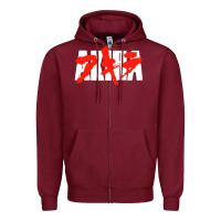 Burgundy black akira Zipper Hoodie - linhVisuals