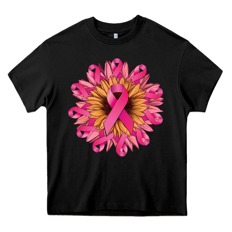 Cancer Ribbon Sunflower Cancer Awareness Heavy Core Tee by HowdyJamesFarm | Teevron