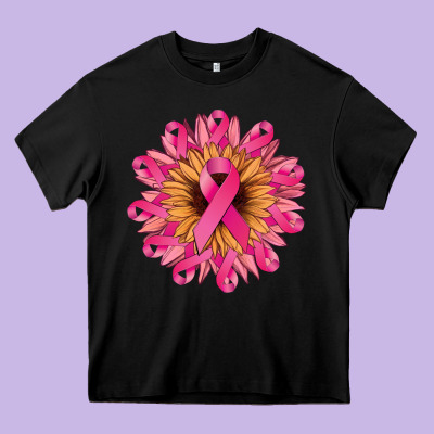 Cancer Ribbon Sunflower Cancer Awareness Heavy Core Tee Designed By Howdyjamesfarm