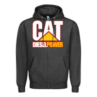 Charcoal Heather cat diesel power Zipper Hoodie - linhVisuals
