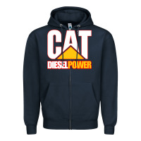 Navy cat diesel power Zipper Hoodie - linhVisuals