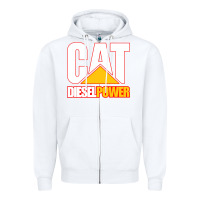 White cat diesel power Zipper Hoodie - linhVisuals