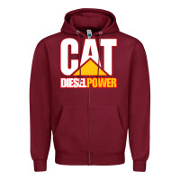 Burgundy cat diesel power Zipper Hoodie - linhVisuals
