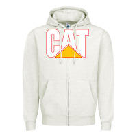 Oatmeal Heather cat Zipper Hoodie - linhVisuals