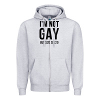 Heather Grey i'm not gay but $20 is $20 (white) Zipper Hoodie - linhVisuals