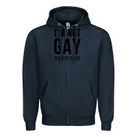 Navy i'm not gay but $20 is $20 (white) Zipper Hoodie - linhVisuals