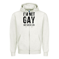 Oatmeal Heather i'm not gay but $20 is $20 (white) Zipper Hoodie - linhVisuals