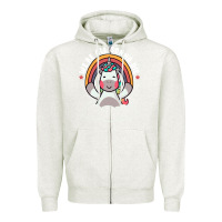 Oatmeal Heather we're all gonna die funny cute unicorn Zipper Hoodie - linhVisuals