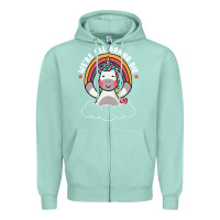 Seafoam we're all gonna die funny cute unicorn Zipper Hoodie - linhVisuals