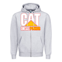 Heather Grey cat diesel power Zipper Hoodie - linhVisuals