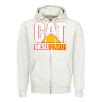 Oatmeal Heather cat diesel power Zipper Hoodie - linhVisuals