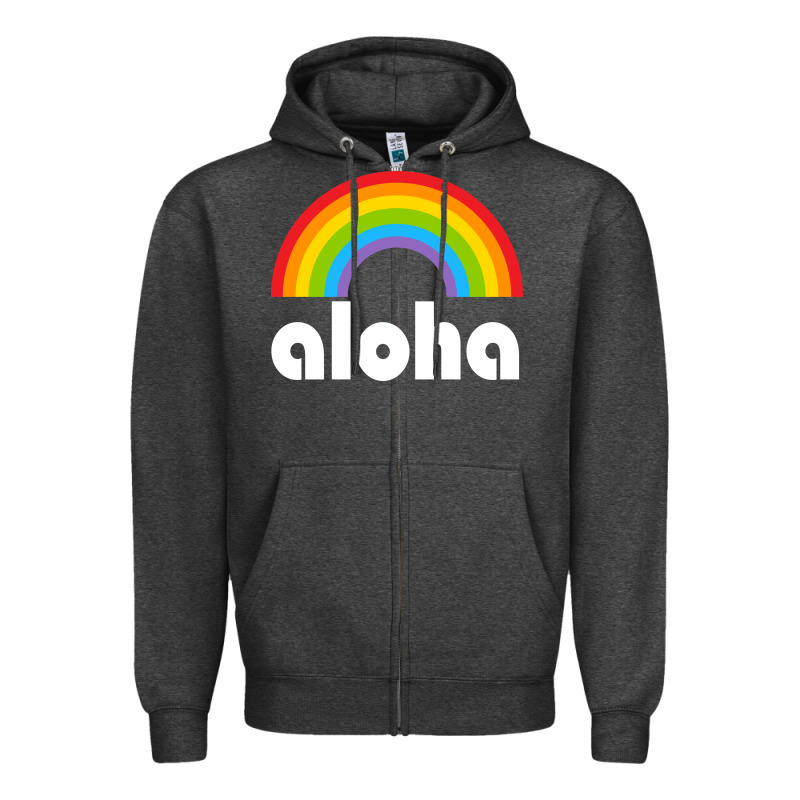 Aloha Rainbow Hawaii 808 Island Hawaiian Zipper Hoodie by linhVisuals | Teevron