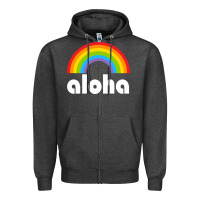 Charcoal Heather Aloha Rainbow Hawaii 808 Island Hawaiian Zipper Hoodie - linhVisuals