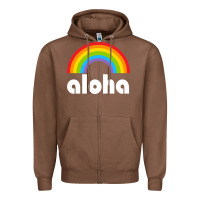 Chestnut Aloha Rainbow Hawaii 808 Island Hawaiian Zipper Hoodie - linhVisuals